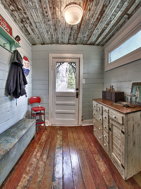 Mudroom - it's a new addition with old salvaged finds to give it a vintage look