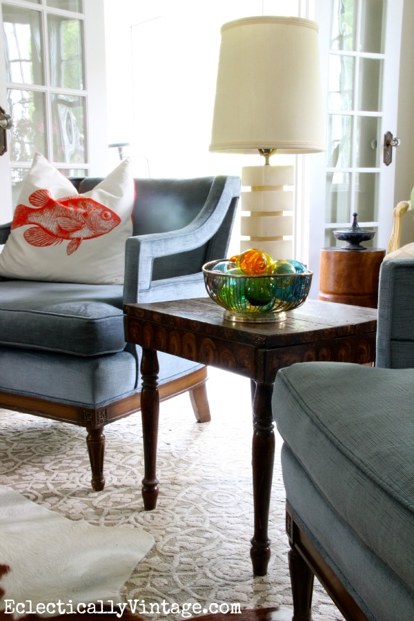 Mid century club chairs in this gorgeous living room kellyelko.com