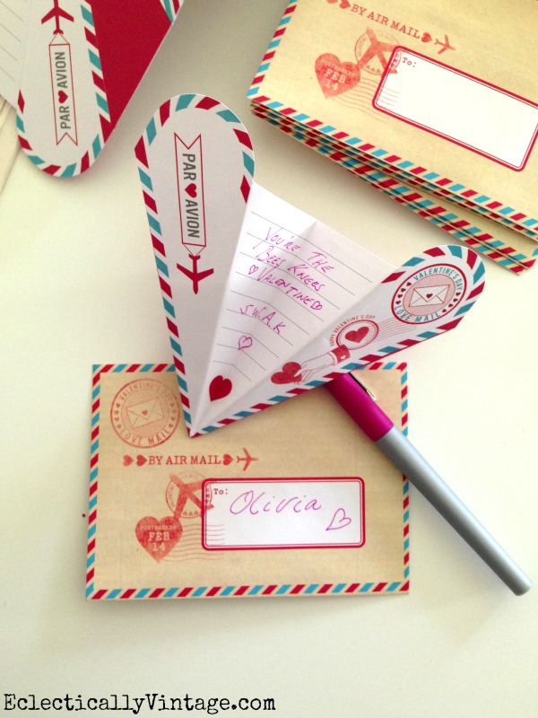 Airmail Valentine - looks like a little paper airplane! #12monthsofmartha  kellyelko.com