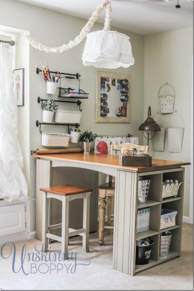 Love this craft room with open storage