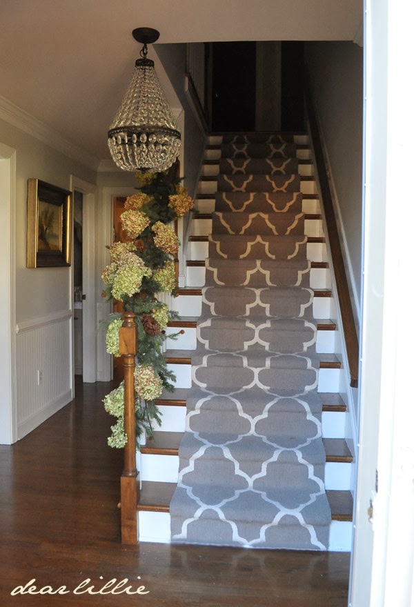 Lovely foyer with stair runner