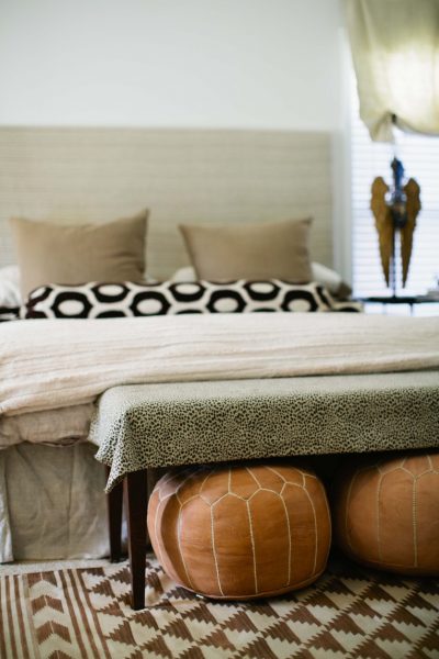 Beautiful bedroom - love the ottomans kellyelko.com