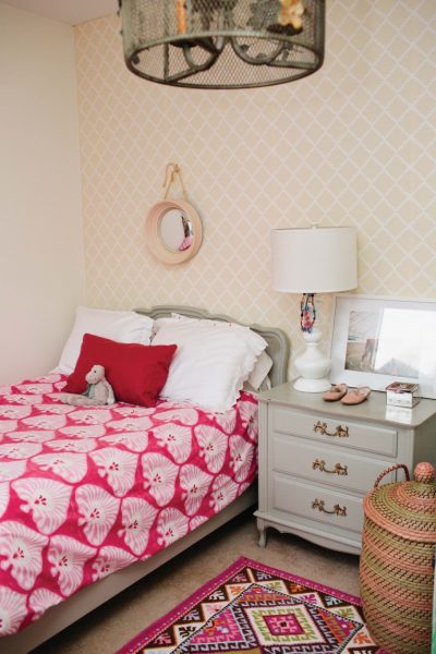 Such a cute girls room - love the chandelier! kellyelko.com