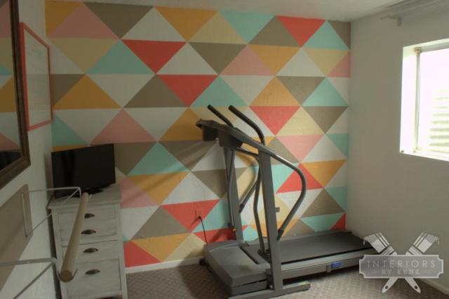 Paint a geometric wall - what a fun focal point kellyelko.com