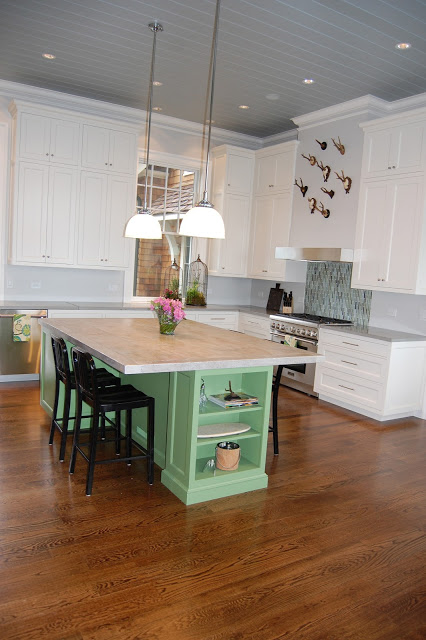 Amazing kitchen - love the green island kellyelko.com