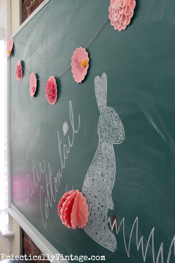 How cute is this spring banner and chalkboard! kellyelko.com