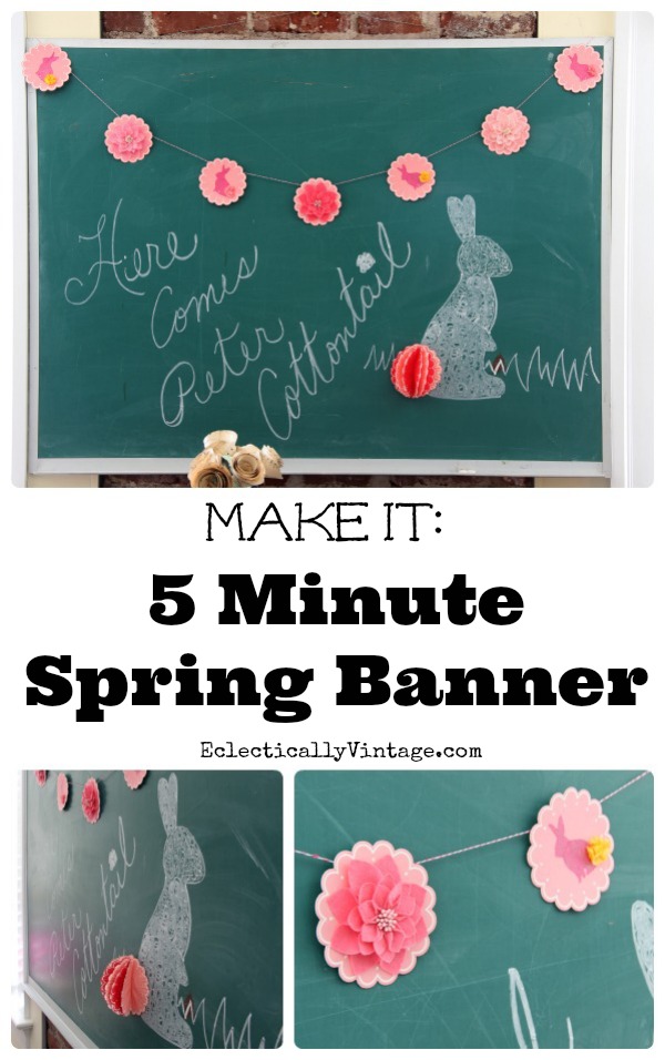 Such fun spring banner ideas - I love this 5 minute banner and the cute 3d bunny tail! kellyelko.com