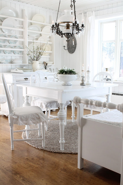 Eclectic Home Tour of Vibeke Design - lovely shades of white in this charming cottage kellyelko.com