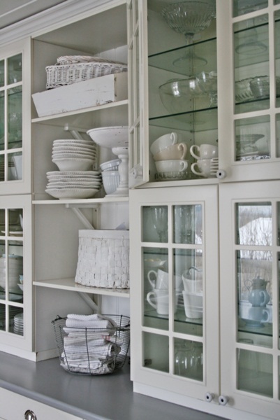 Love the glass kitchen cabinets - perfect for display kellyelko.com