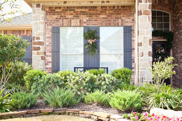 Curb appeal - love the brick with blue shutters kellyelko.com