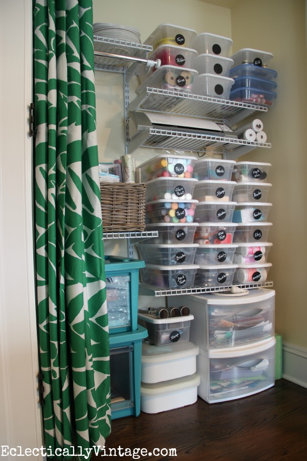 Craft closet - great storage ideas! kellyelko.com