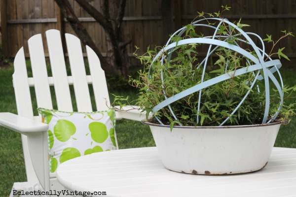 Unique Garden Planters - love this ivy orb in the vintage bowl kellyelko.com