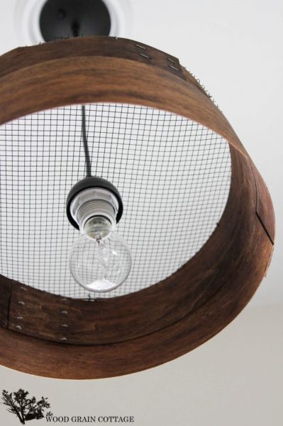 Make a knock off grain sieve chandelier light kellyelko.com