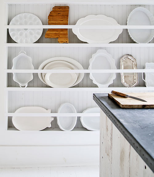 Built in plate wall and white plate collection kellyelko.com