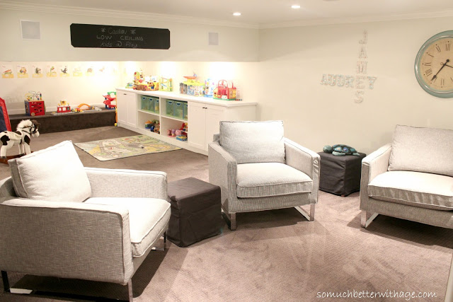 Basement renovation - family room and kids play area in one kellyelko.com