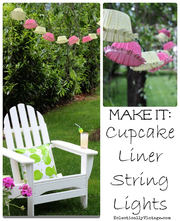 Make Cupcake Liner Lights - gorgeous strung from trees! kellyelko.com