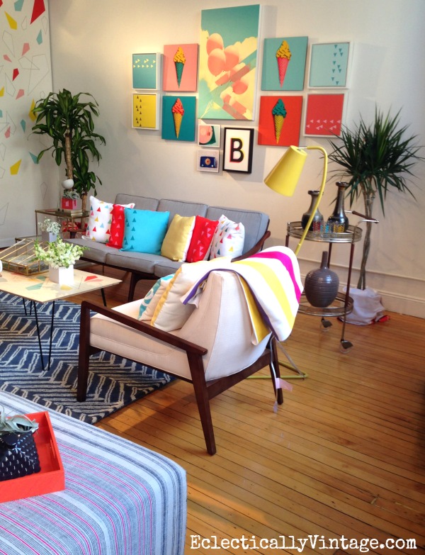 Mid century colorful living room - great ideas to customize your space kellyelko.com