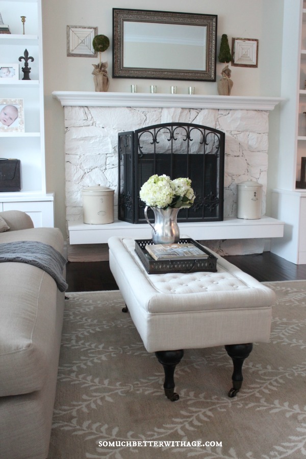 White washed fireplace is stunning kellyelko.com