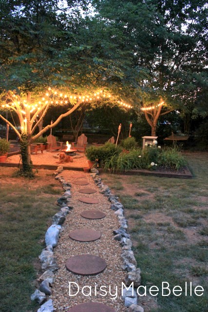 What a magical backyard - love the path leading to the fire pit kellyelko.com