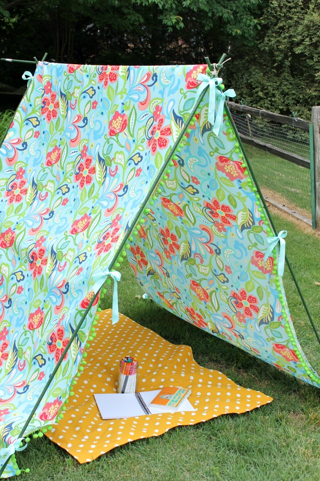 Make a simple, colorful tent - such fun for the kids! kellyelko.com