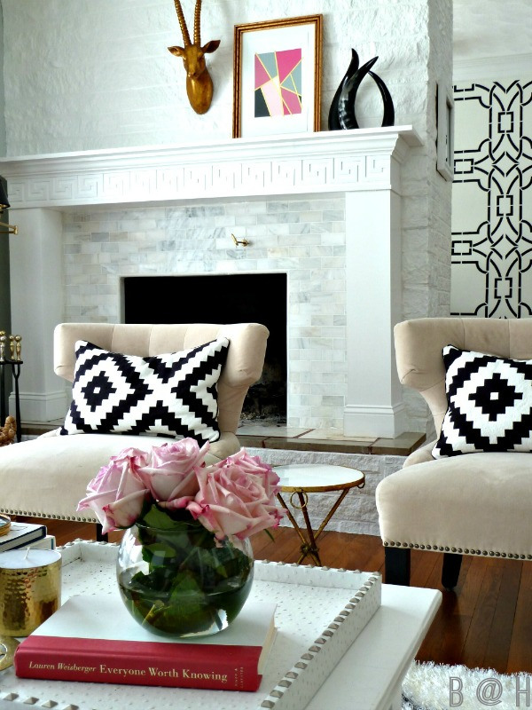 Gorgeous light and airy home tour - love the gorgeous fireplace kellyelko.com