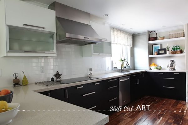 Ikea kitchen remodel - love the mix of cabinets kellyelko.com