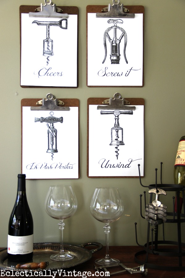 Four FREE Wine Printables - these are so much fun! Just download and print kellyelko.com