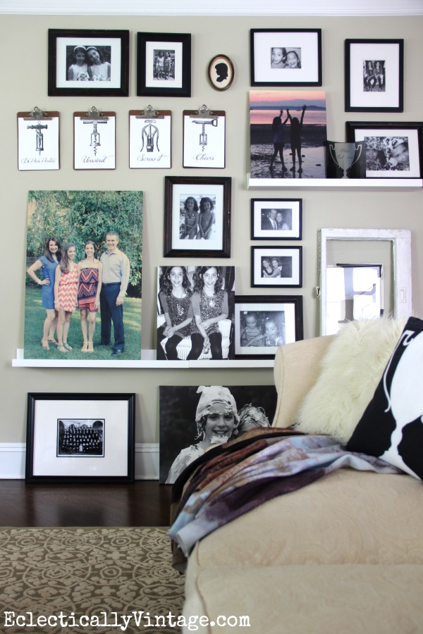 See how to make an eclectic gallery wall with picture ledges kellyelko.com