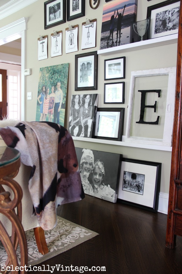 Make an eclectic interchangeable gallery wall - love this look! kellyelko.com