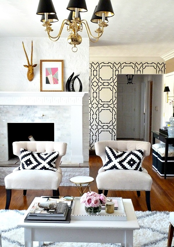 Black and white living room chairs hot sale