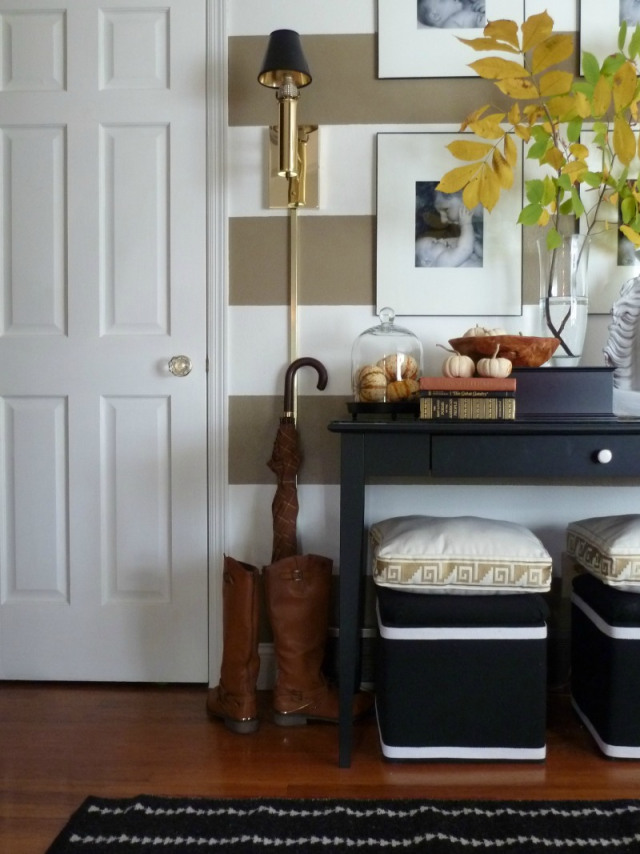 Beautiful entrance foyer - love the striped walls kellyelko.com