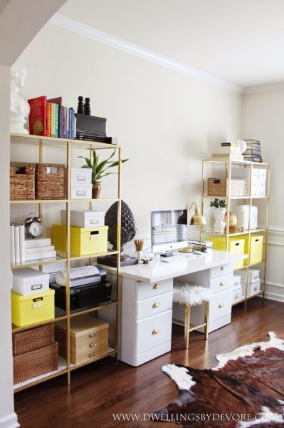 Love these Ikea hack shelves - what a well organized home office kellyelko.com