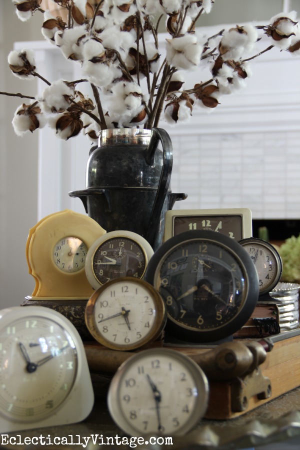 Vintage clocks - she has the best collections! kellyelko.com