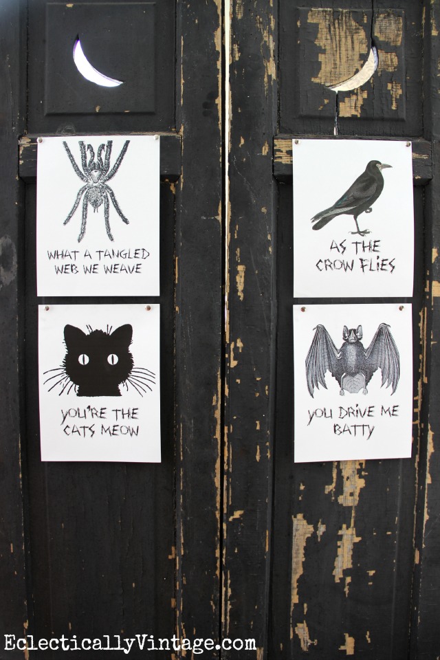 Black and White Free Halloween Printables - these are so much fun! kellyelko.com