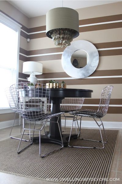 Fun striped walls in breakfast nook kellyelko.com