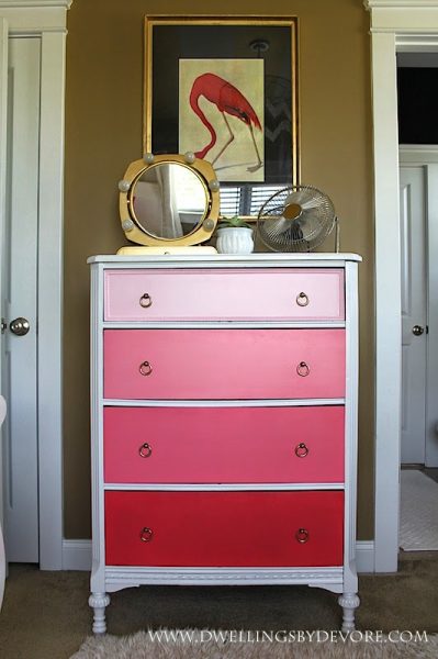 Vintage ombre dresser in shades of pink kellyelko.com