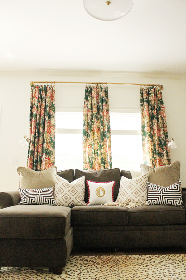 Beautiful family room - love the mix of prints kellyelko.com