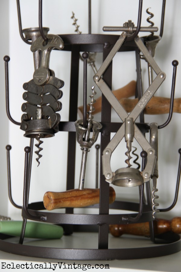 Fun way to display a vintage corkscrew collection kellyelko.com #EclecticallyFall