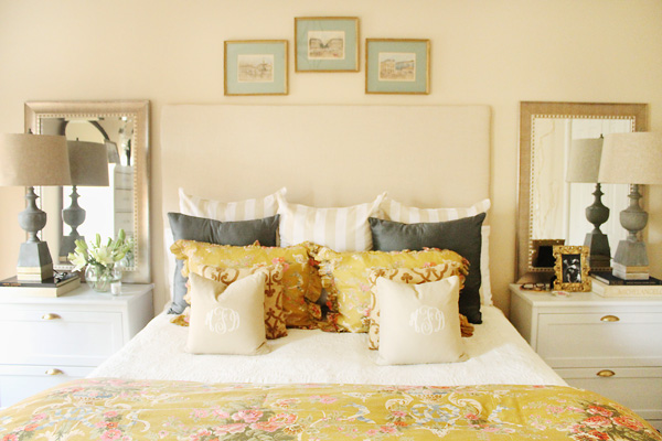 What a cozy bed - love all of the pillow patterns kellyelko.com