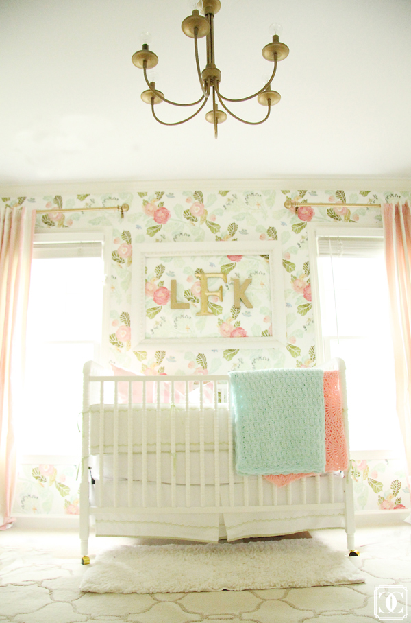 Beautiful girls nursery - love the floral wallpaper kellyelko.com