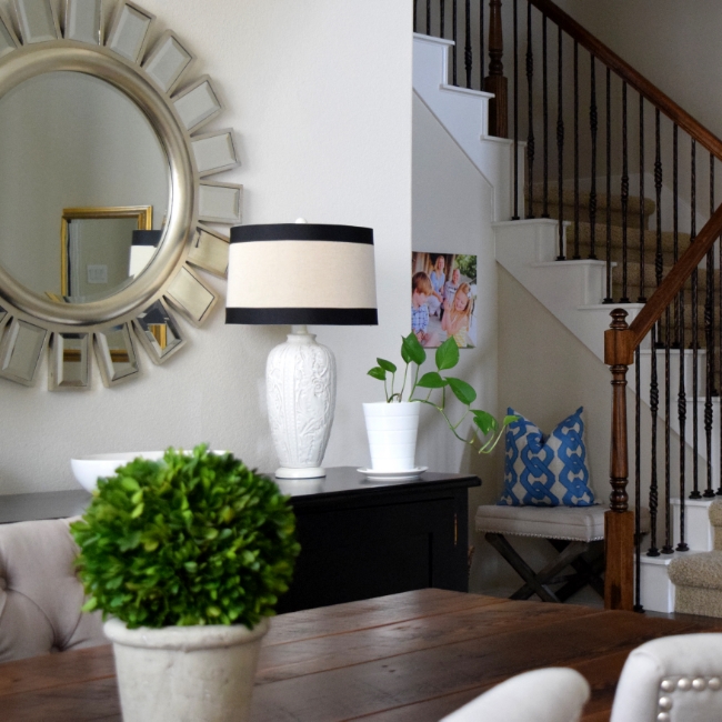 Gorgeous dining room - this table is a DIY! kellyelko.com