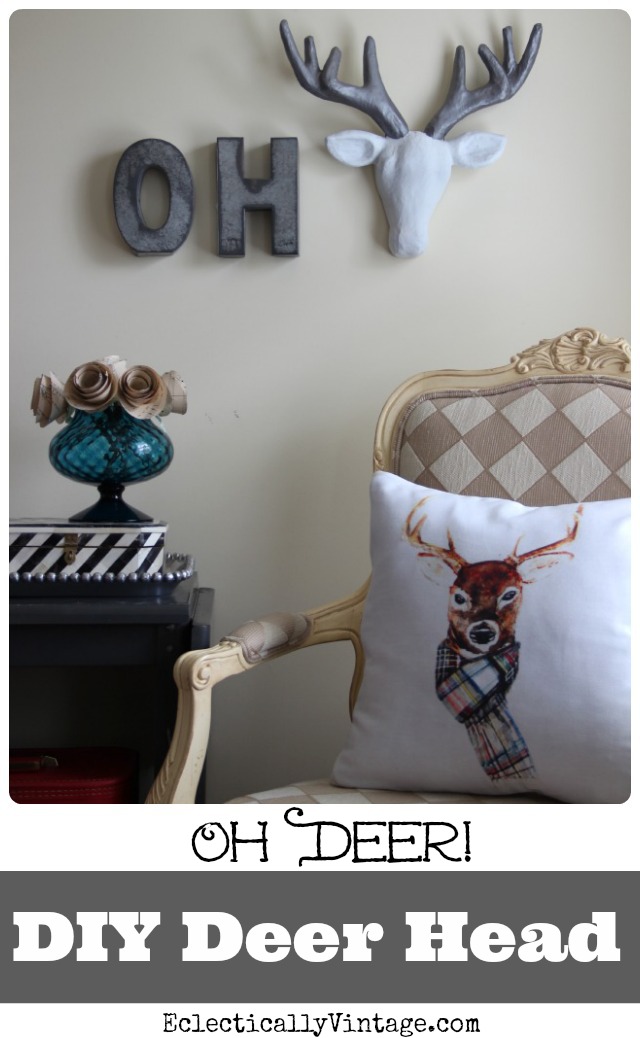 Oh Deer! Make this fun gilded DIY Deer Head! kellyelko.com