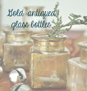 Make gold antiqued glass bottles