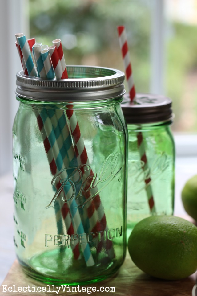 Green Ball mason jars kellyelko.com