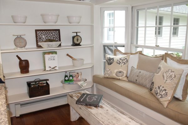 Built in banquette is the perfect sitting area in a kitchen kellyelko.com