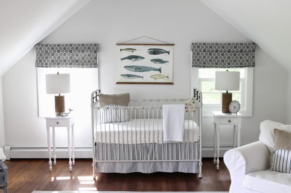 Nautical nursery - that whale art is adorable and love the blue accents kellyelko.com