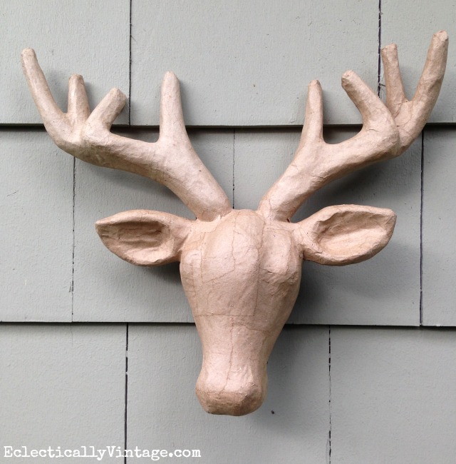 Paper mache deer head - wait until you see the after! kellyelko.com