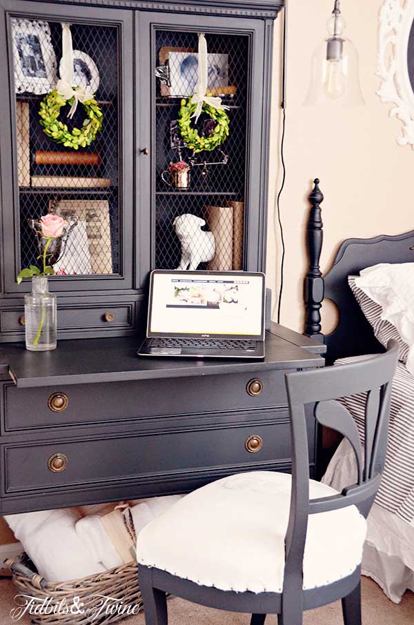 Great idea to use a hutch instead of a bedside table kellyelko.com