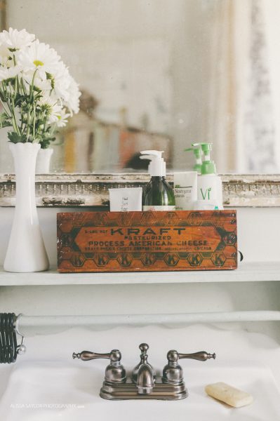 Old wooden crate perfect for bathroom storage kellyelko.com