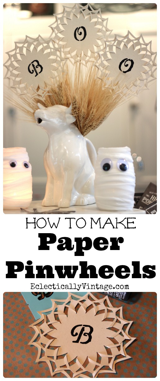 How to make paper pinwheels - these would be cute as a banner too! kellyelko.com